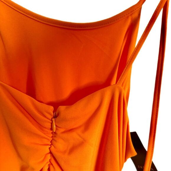 NWT Zac Posen tangerine halter ruched dress Size 2 - Picture 6 of 7
